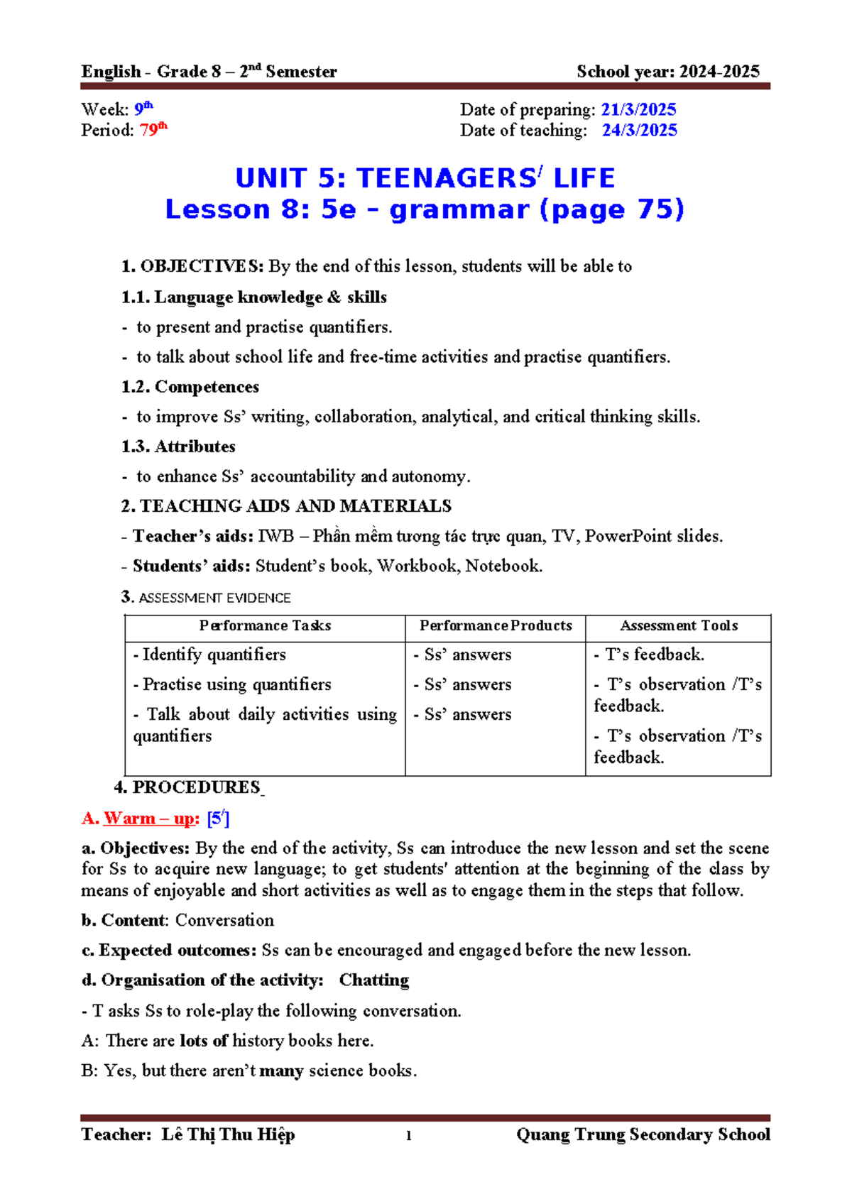 English Grade 8 2nd Sem: Unit 5 - Life Lesson 8 & 10 Overview - Studocu