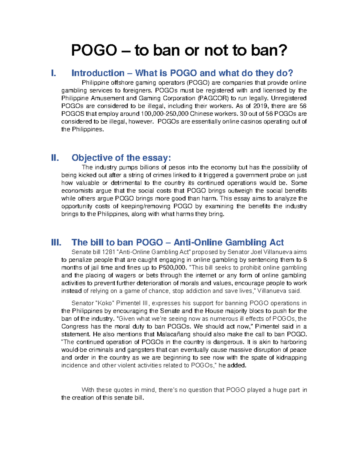 Ecolite Essay 2 Final: Evaluating the POGO Industry in the Philippines ...