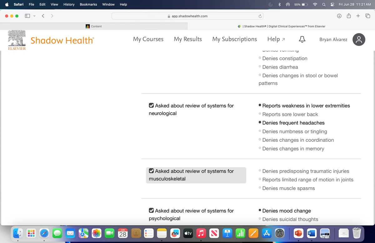 Shadow Health: Focused Exam on Pain Assessment & Family History - Studocu