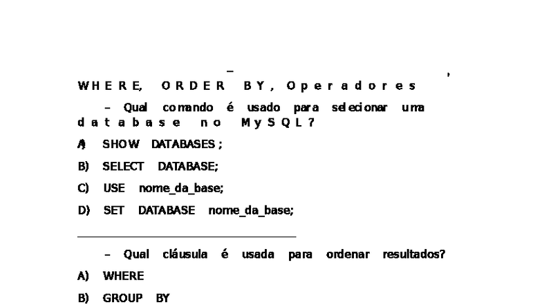 Exercícios Módulo 1: Fundamentos SQL e Comandos Básicos - Studocu