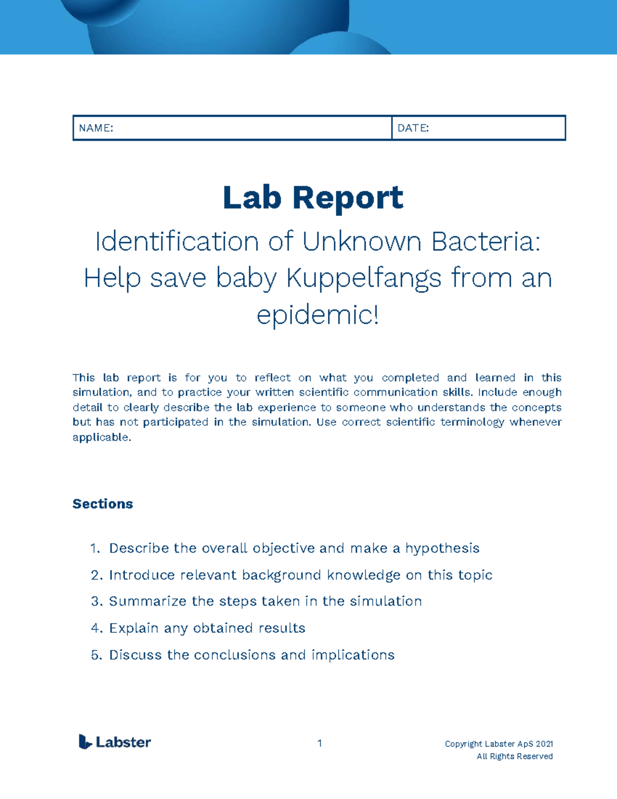 Lab Report: Identification of Unknown Bacteria in Simulation - Studocu