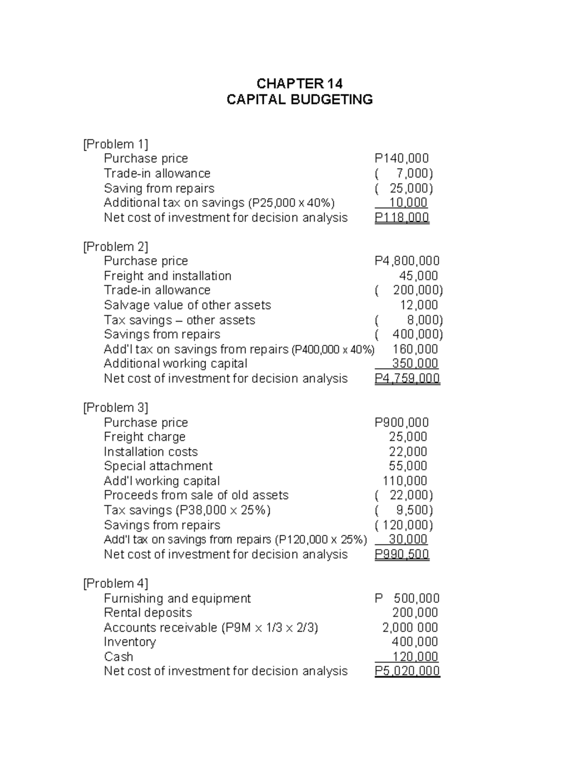 Chapter 14 - Capital Budgeting and Investment Analysis - Studocu