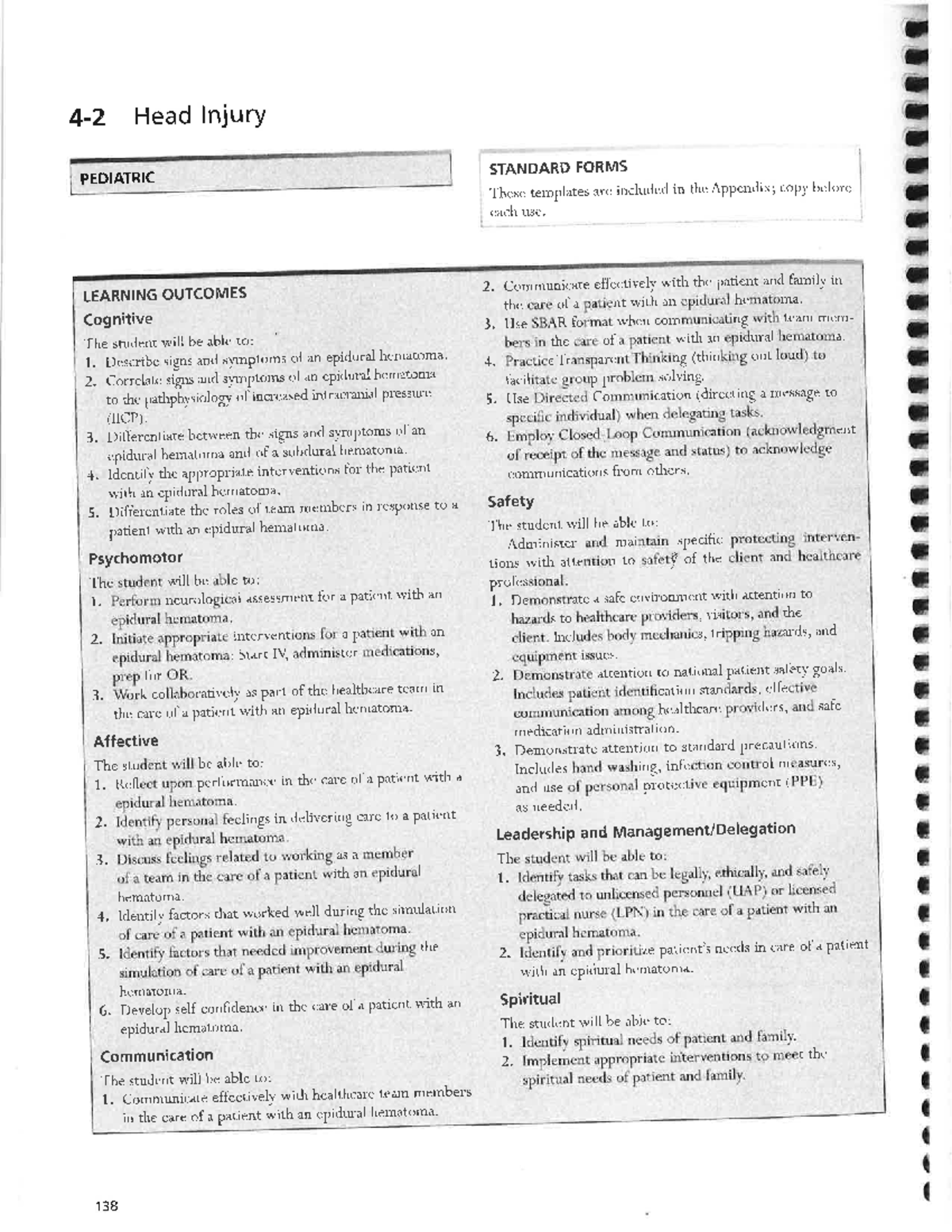 Head Injury Simulation - Pediatric Nursing PEDIATRIC STANDARD FORMS ...