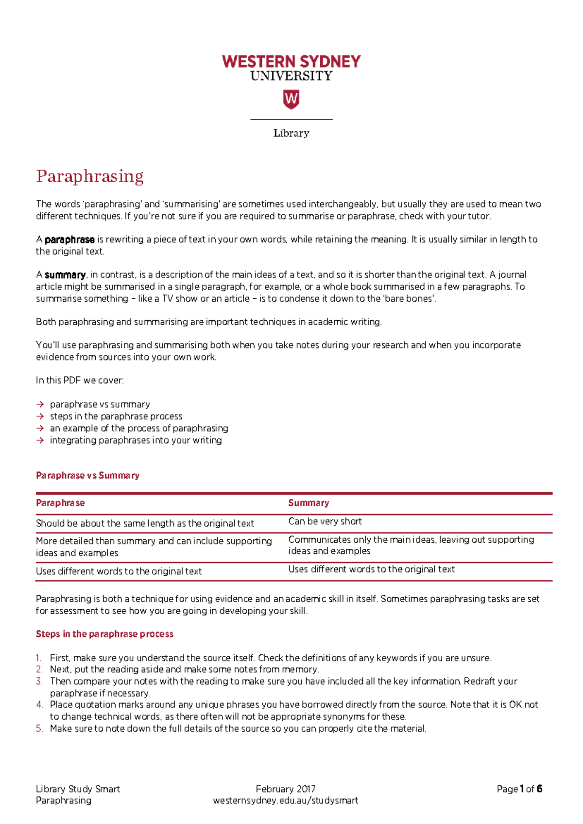 Paraphrasing techniques and strategies for academic writing - Studocu