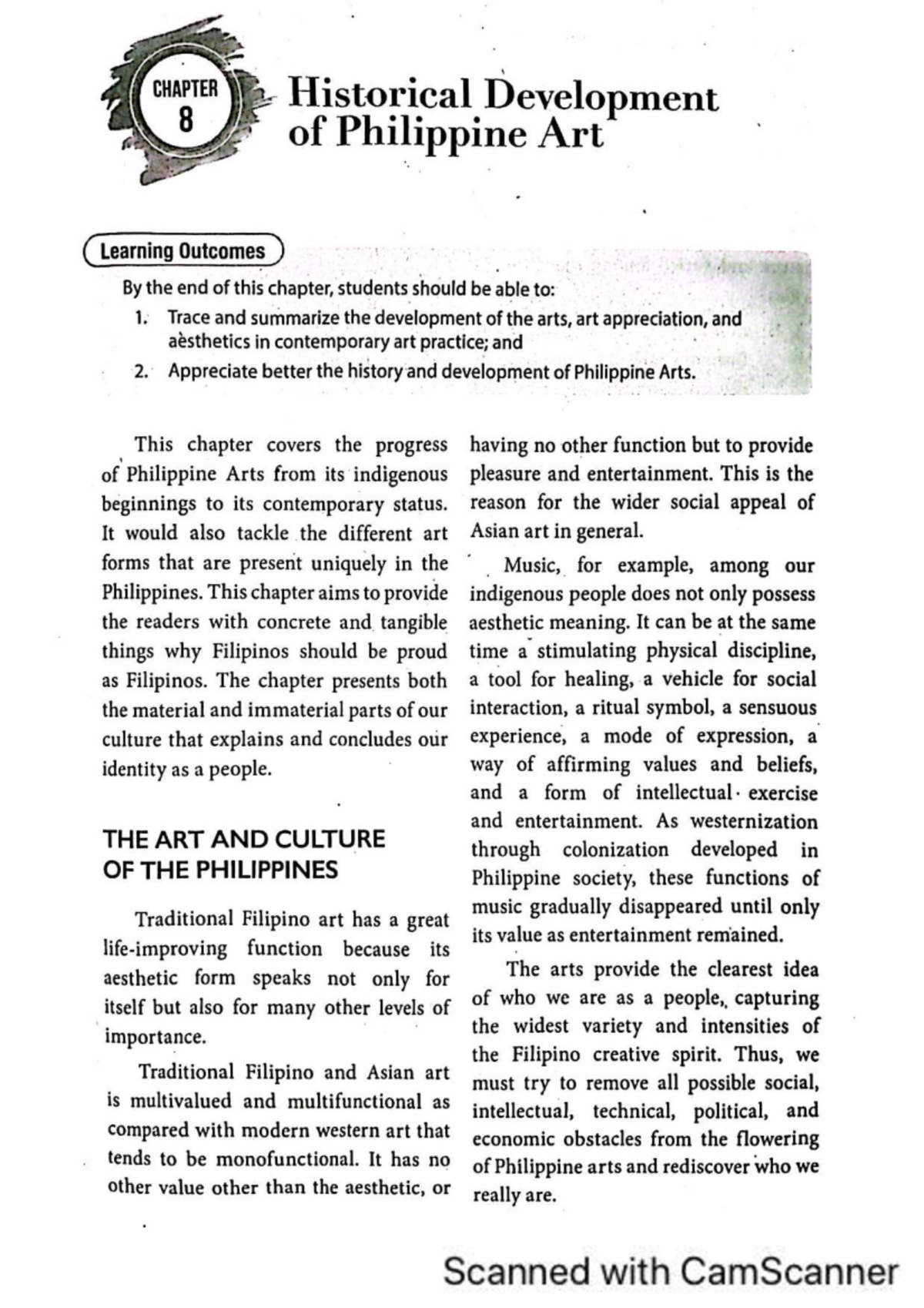 CHAPTER 8: Historical Development of Philippine Art and Culture - Studocu
