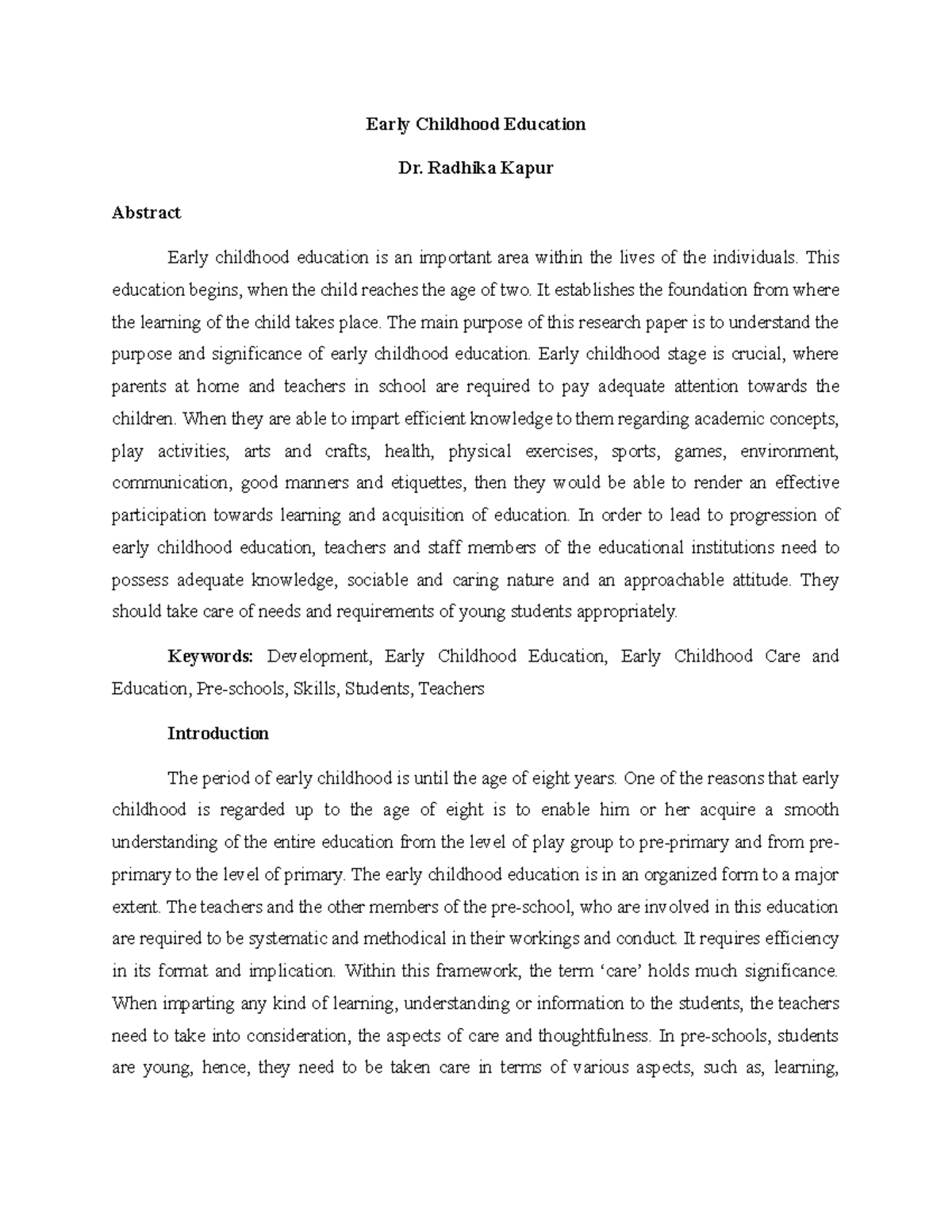 ECE 101 - Lecture Notes on Early Childhood Education Significance - Studocu