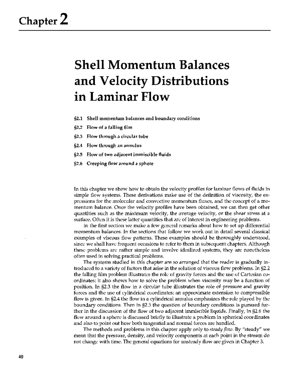Transport Phenomena Shell Momentum Balance - Chapter 2 Shell Momentum ...
