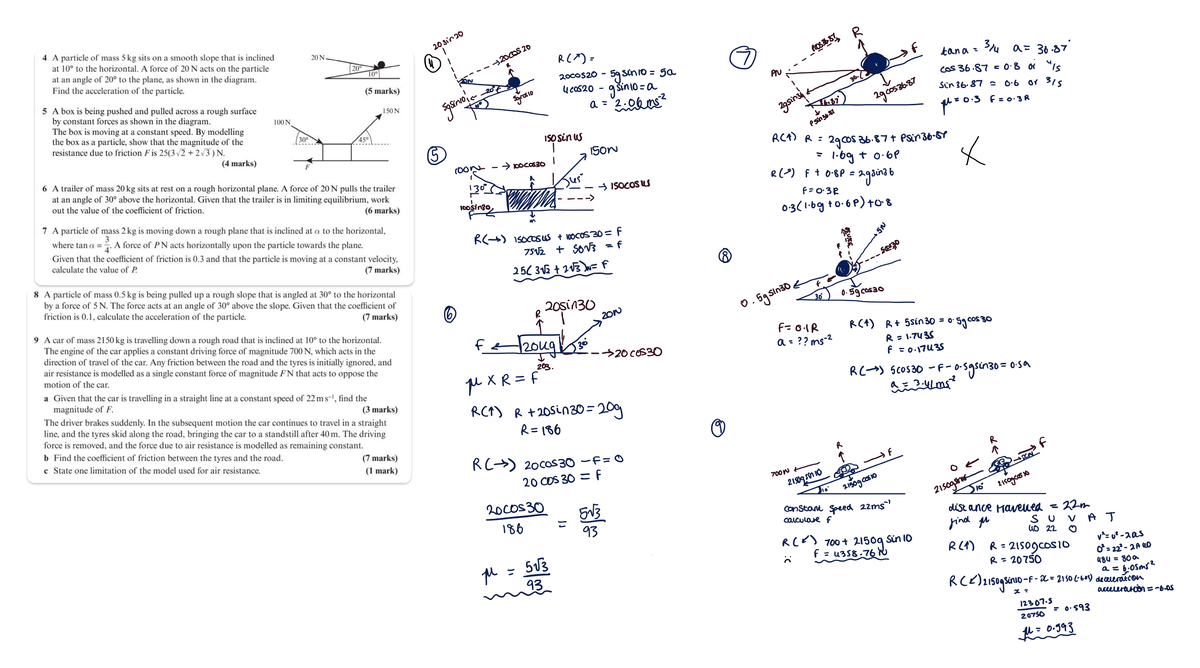 Forces and Motion Analysis: Physics Problems (Course Code: 4) - Studocu