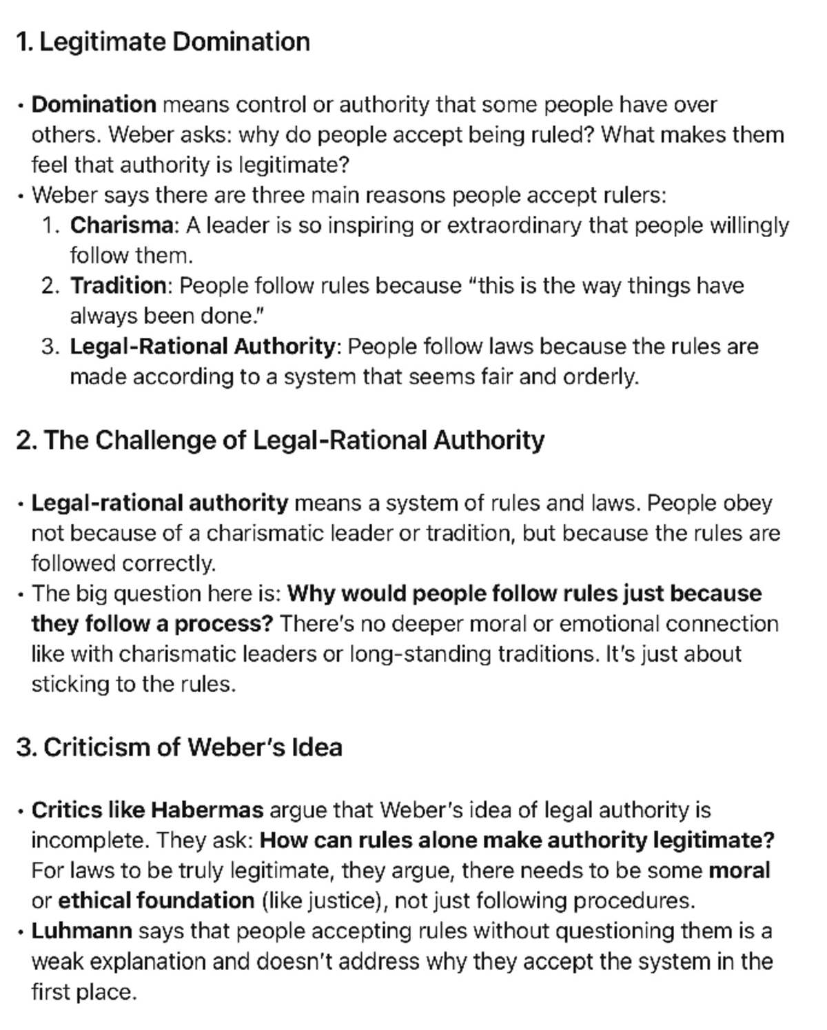 Reading 7b: Analyzing Weber's Concept of Legal-Rational Domination ...