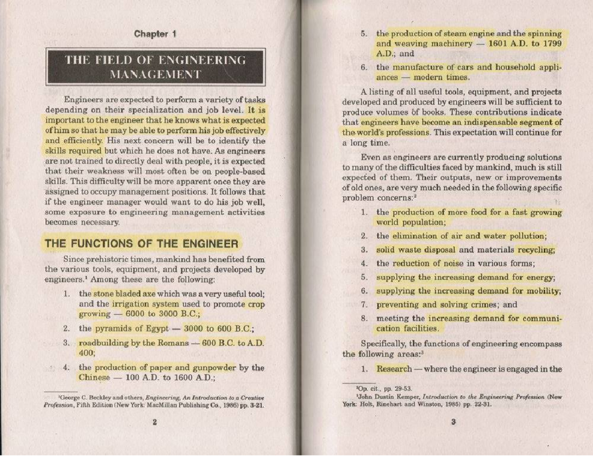 Chapter 1: The Role of Engineers in Society and Management (ENG 101 ...