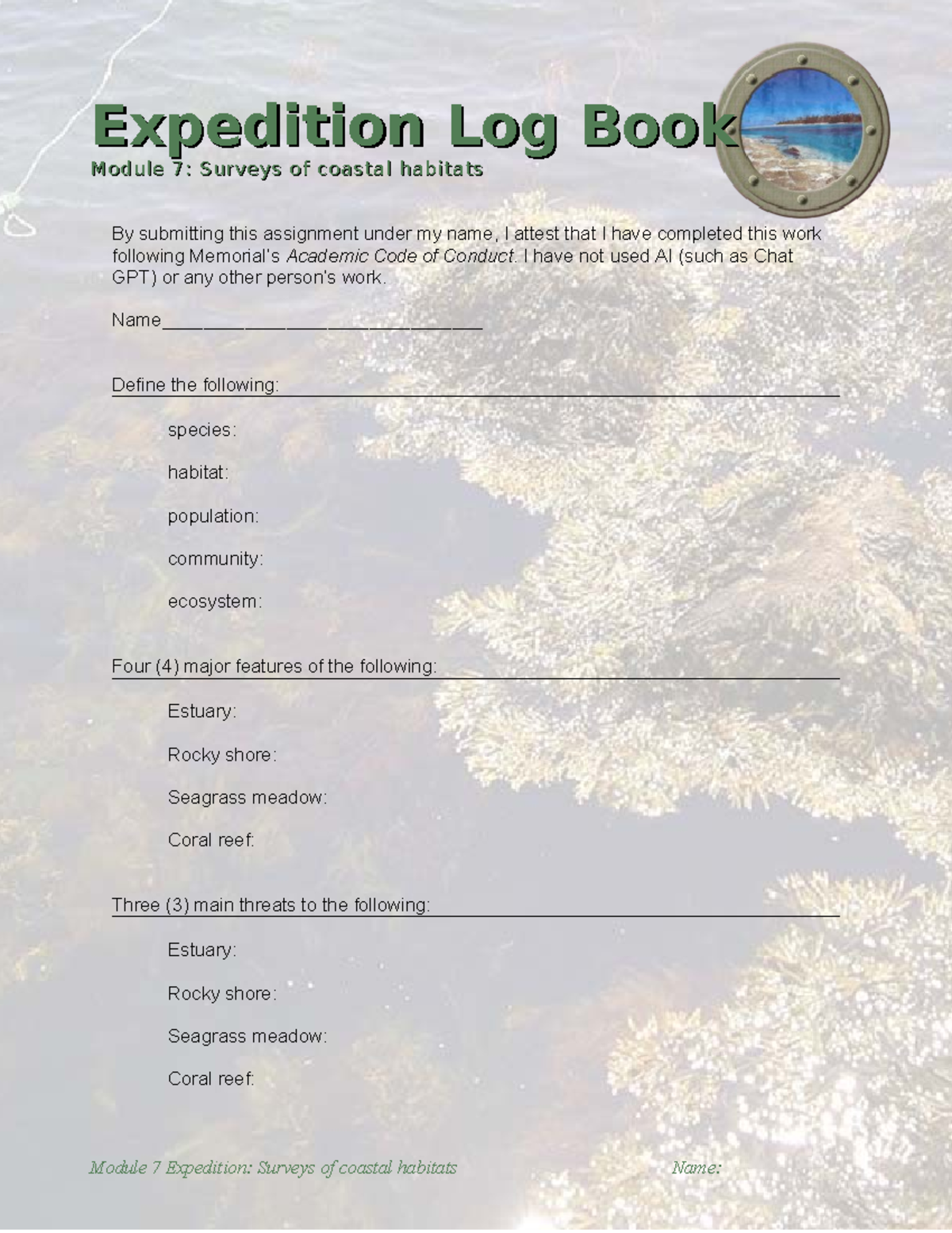 Log Book 7 - nbn - Expedition Log BookExpedition Log Book Module 7 ...
