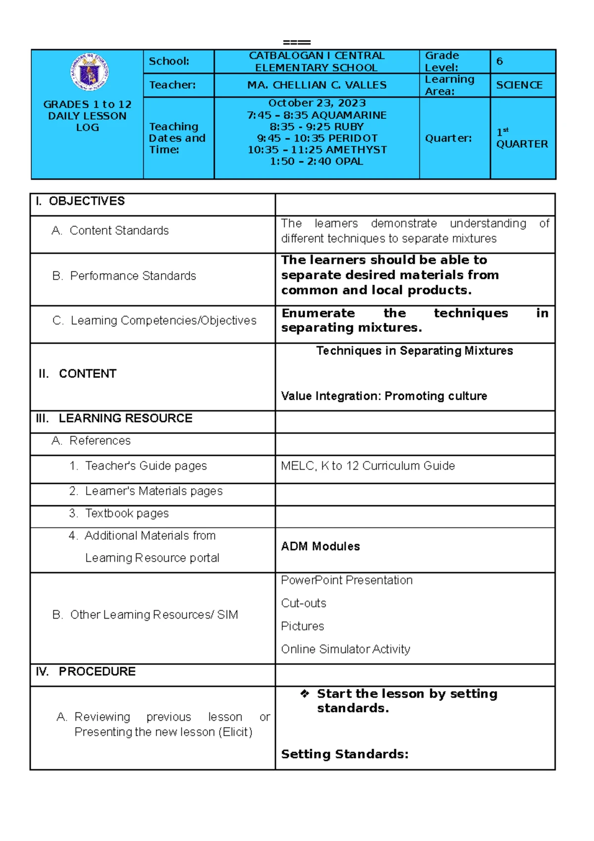 TOS-Sample Format: Final Exam Specifications for BEED 1st Sem SY 2023 ...
