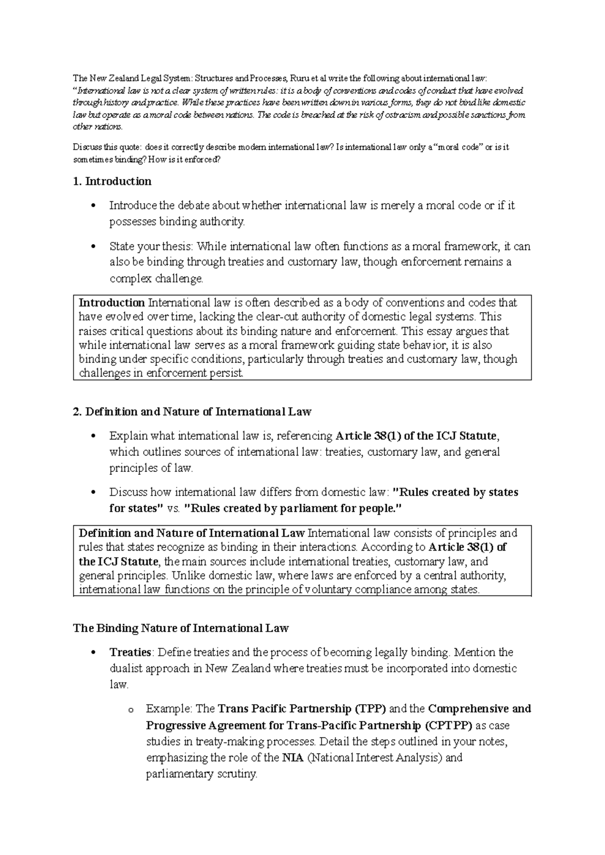 International Law Debate: Moral Code or Binding Authority? (LAWS501 ...