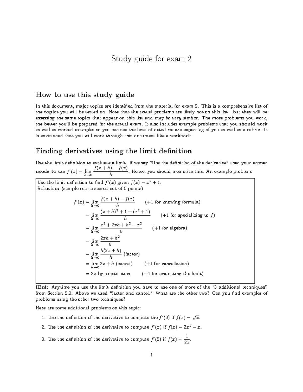 Exam 2 Study Guide - Comprehensive Practice Problems and Techniques ...