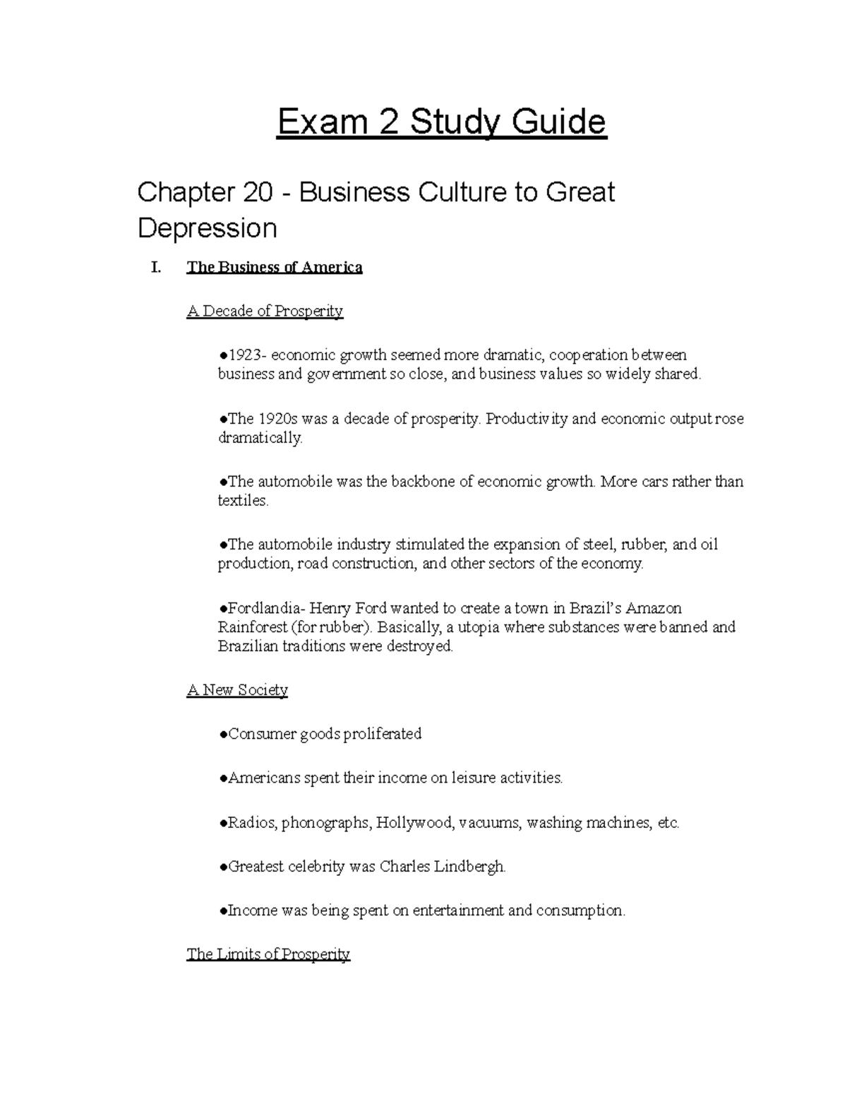 Exam II Study Guide: U.S. History Chapters 20-23 Overview - Exam II ...