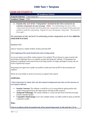 C948 Task 1 - Completed Assignment - C948/Technical Communication: CZA4 ...