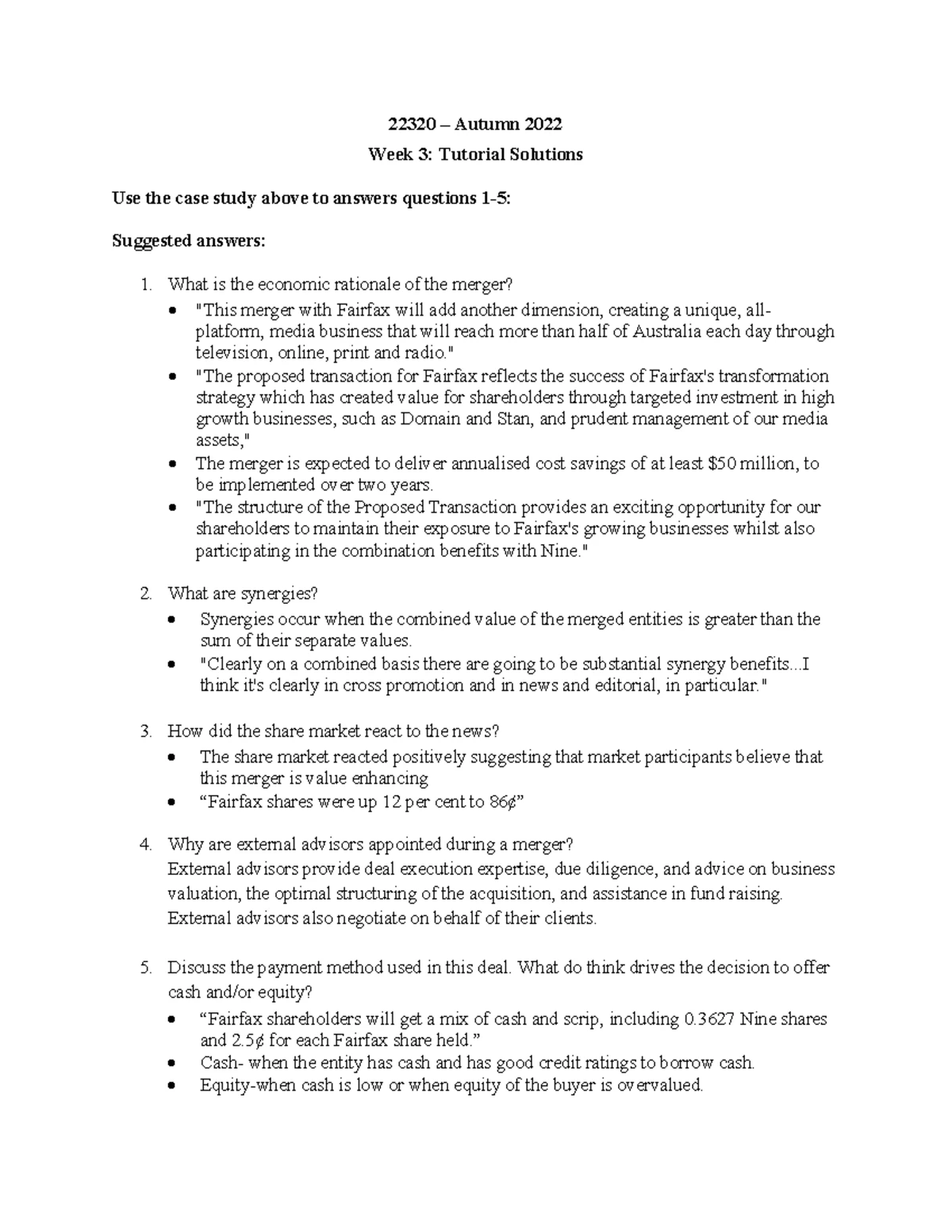 22320 Tutorial Questions - Week 07 - Spring 2023 Analysis - Studocu