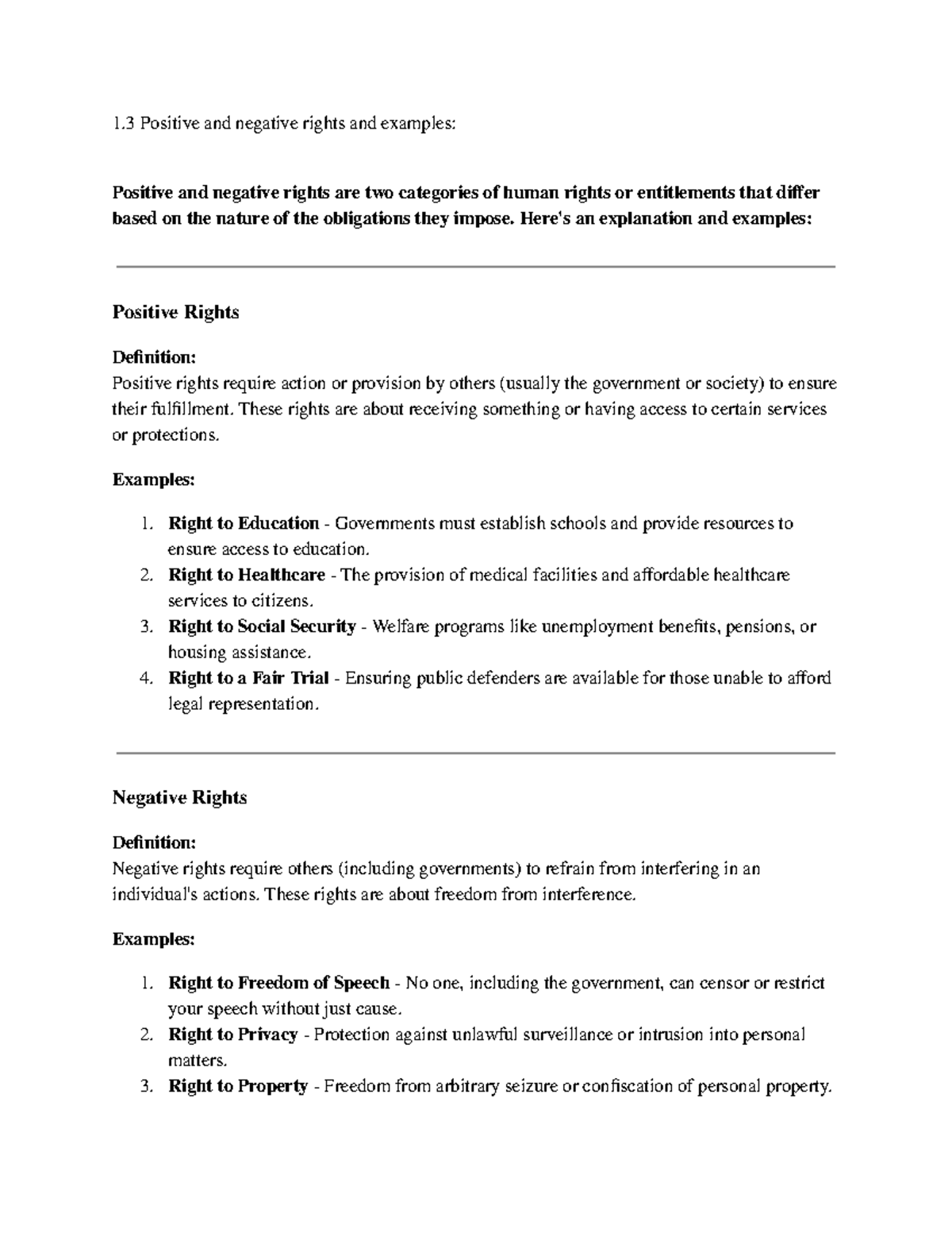 PHIL 333 Final Exam: Positive and Negative Rights, Ethics, and Insider ...