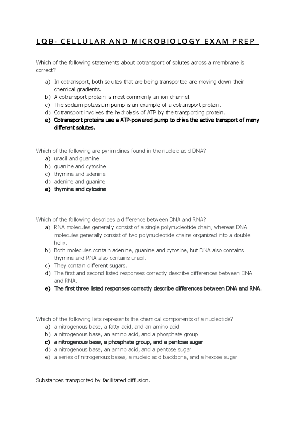 LQB Cellular & Microbiology Final Exam Study Guide - Studocu
