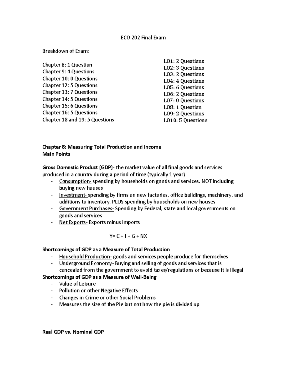 ECO 202 Final Exam Review: Key Topics and Breakdown - Studocu