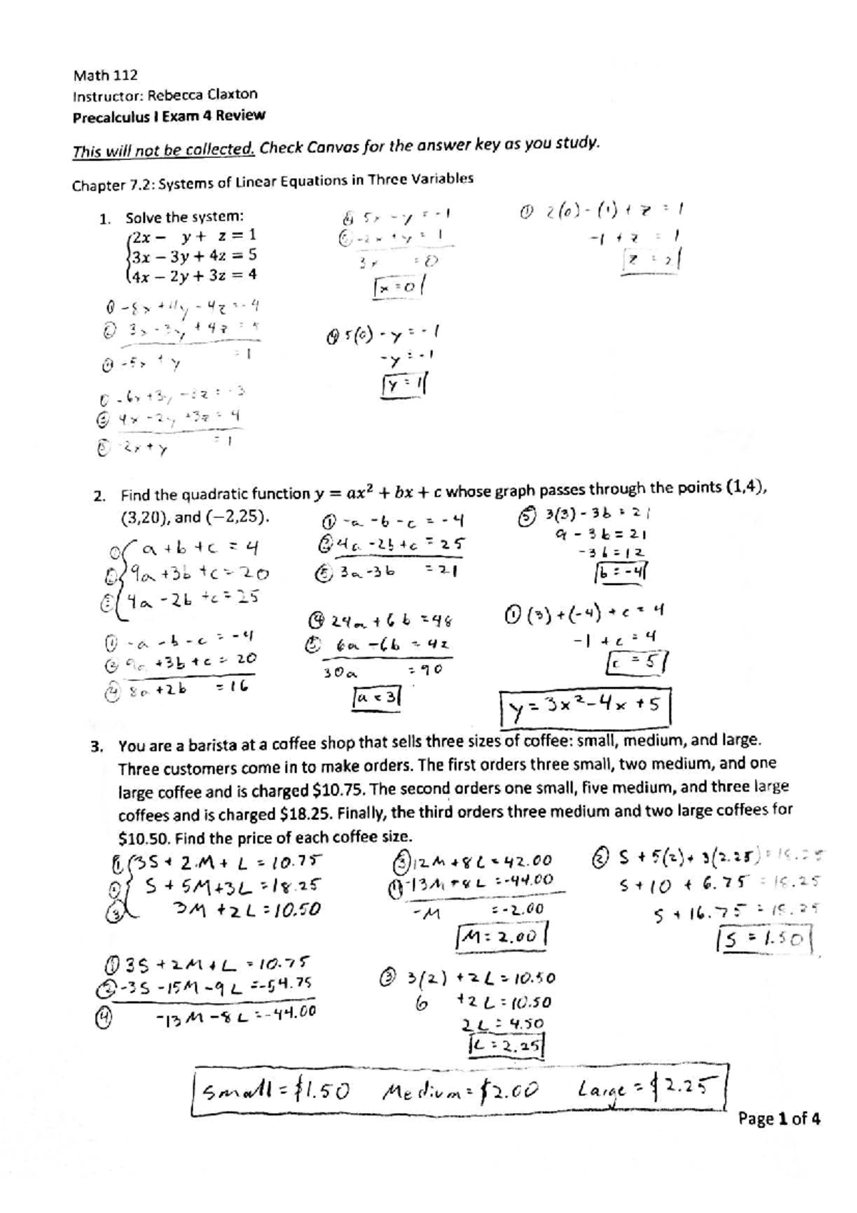 Math 112 Precalculus I Exam 4 Review & Practice Answers - Studocu