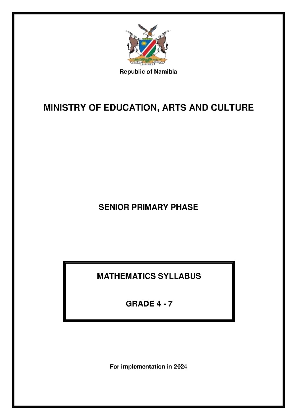 SP Mathematics Syllabus Grade 4-7 for 2024 Implementation - Studocu