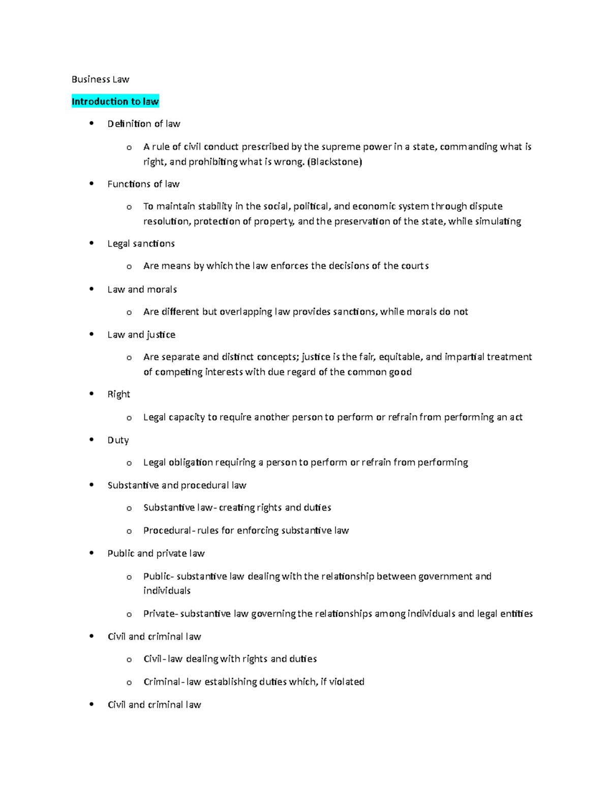 Business Law Overview: Key Concepts from Chapters 1-4 (BL-101) - Studocu