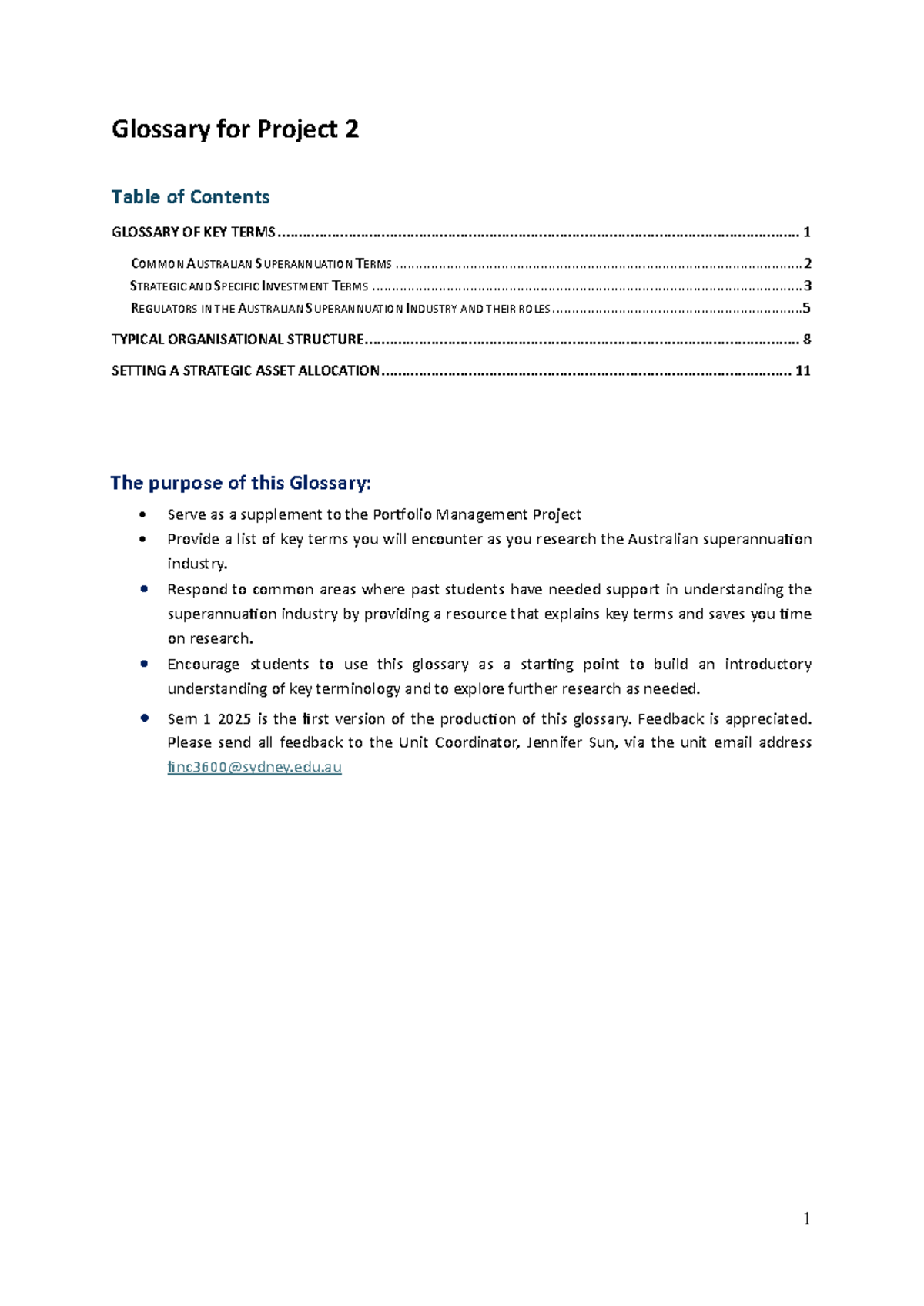 Glossary for Project 2 - Assignment2 - Glossary for Project 2 Table of ...