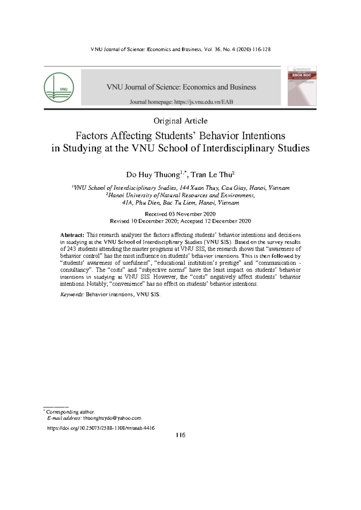 4416 37 9565 1 10 202012 12 - VNU Journal of Science: Economics and ...
