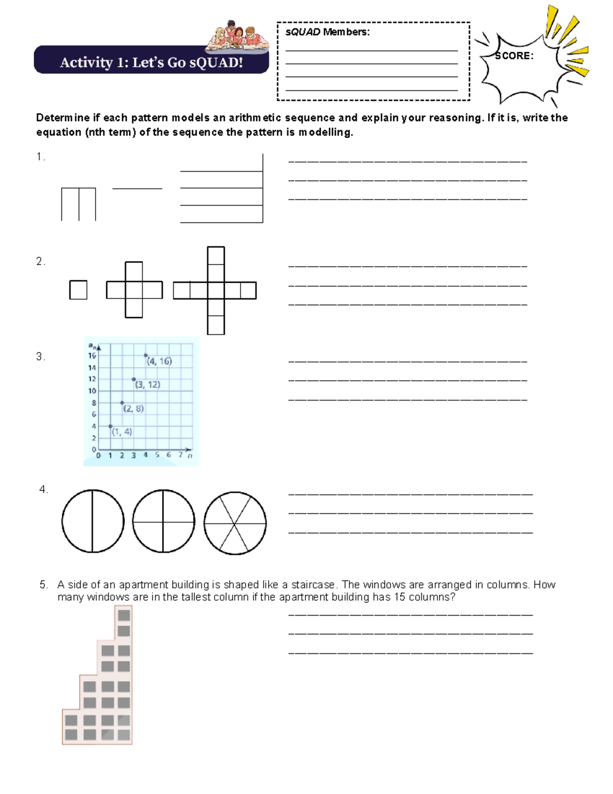 Activity-1-Arithmetic - Determine if each pattern models an arithmetic ...