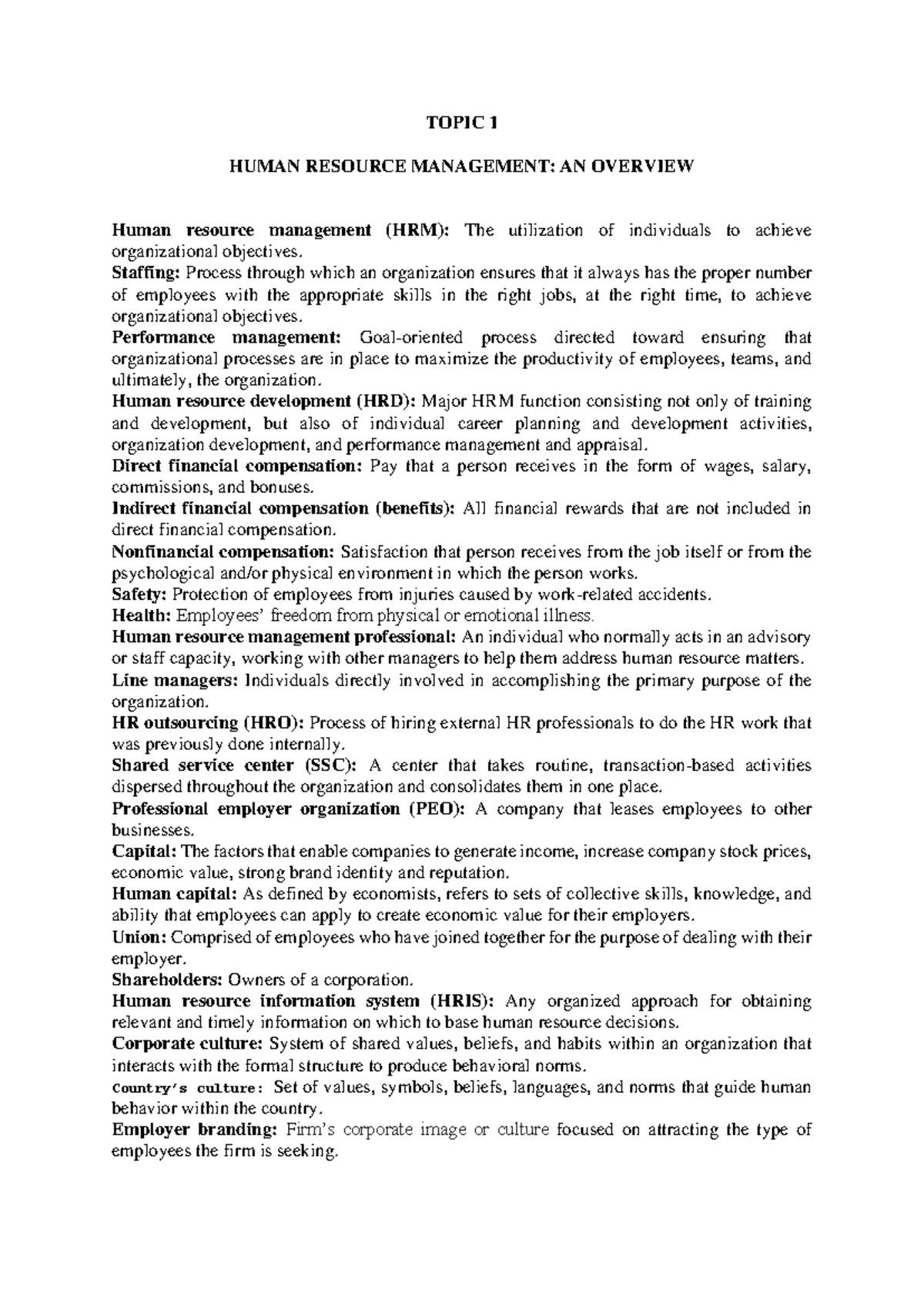 T1 Human Resource Management: Comprehensive Overview and Functions ...