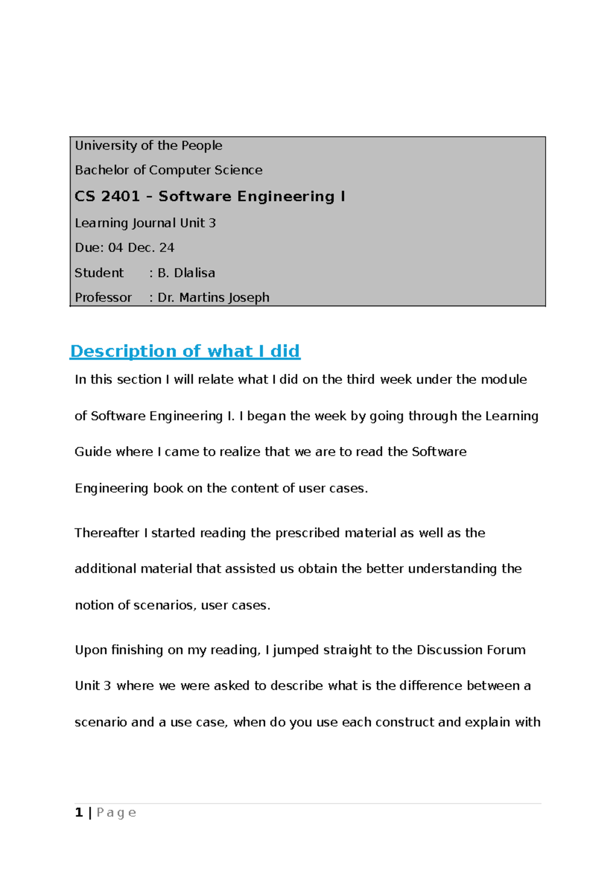 CS2401 - LJU3 - Software Engineering - University of the People ...
