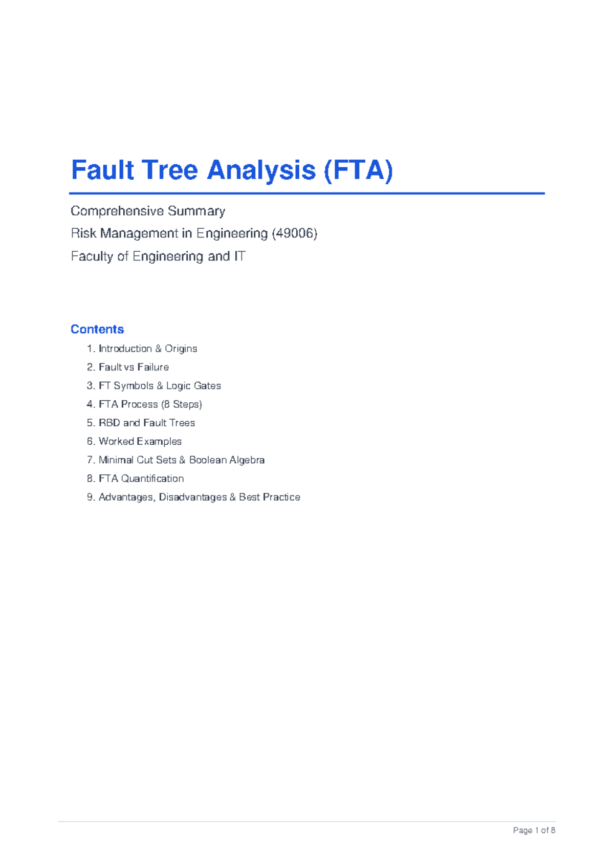 Fault Tree Analysis (FTA) Summary & Key Insights for Risk Management ...
