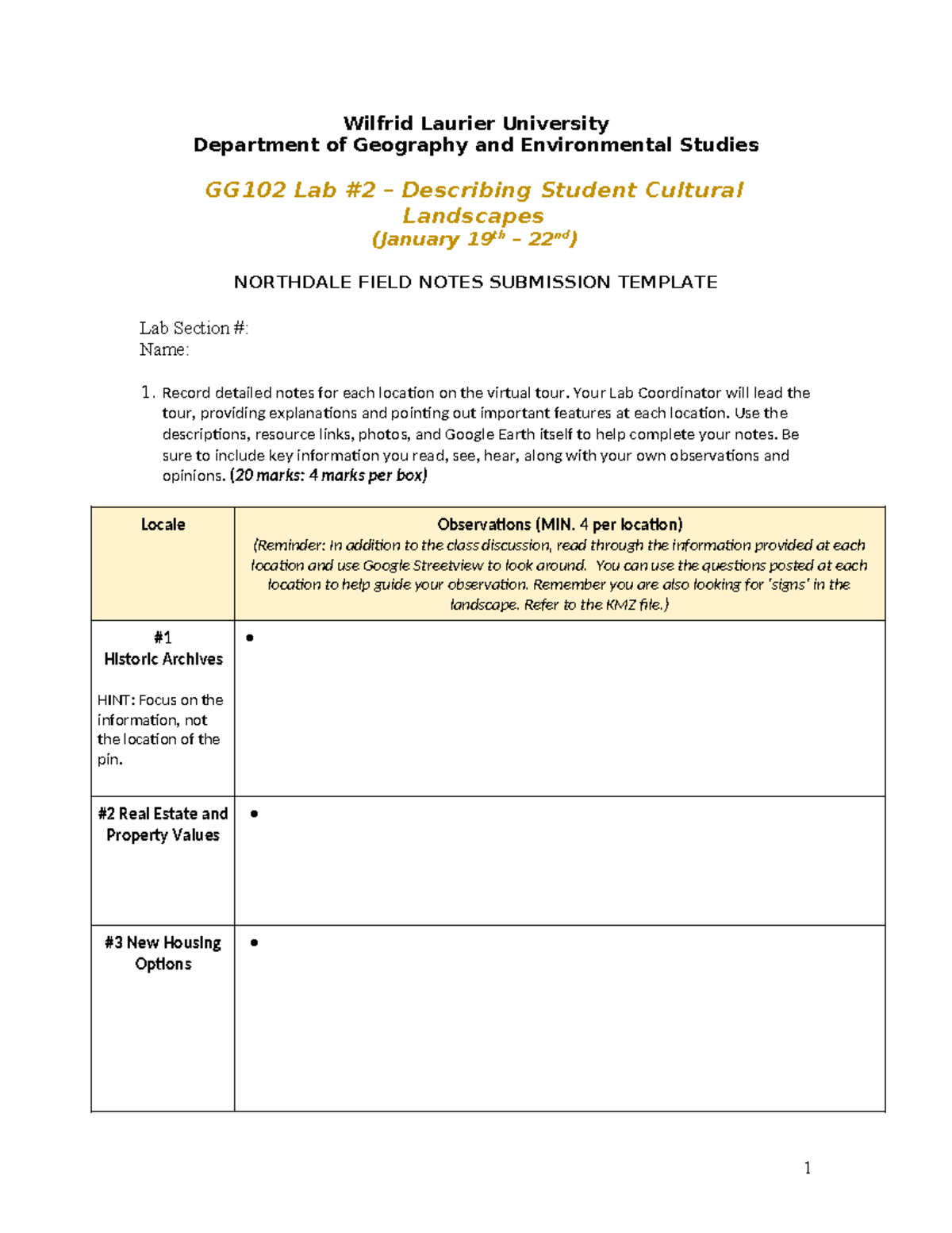 GG102 Lab #2: Cultural Landscapes Field Notes Submission Template - Studocu