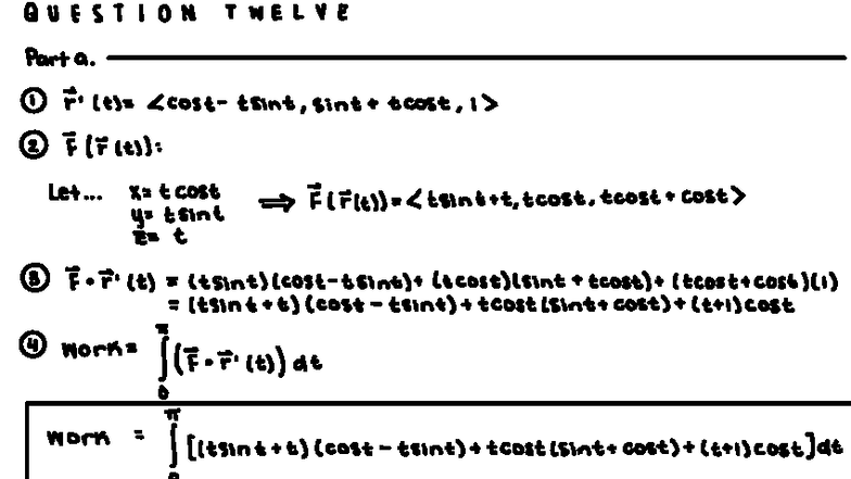 Question 12 - QUESTION TWELVE Part a . 1 'It)