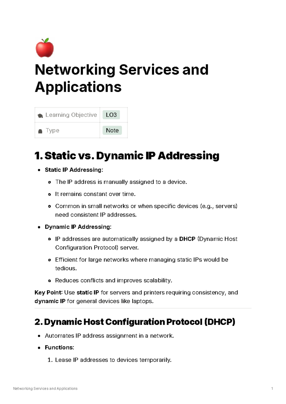 Networking Services and Applications: Static vs. Dynamic IPs and DHCP ...