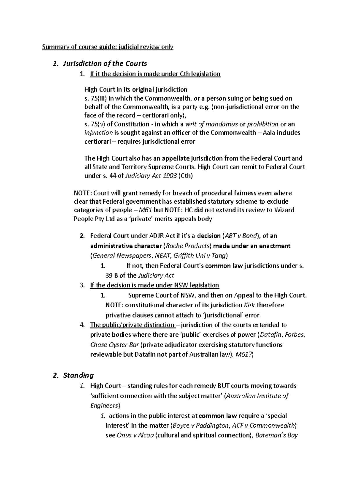 Admin Law 2023: Judicial Review Summary and Key Concepts - Studocu