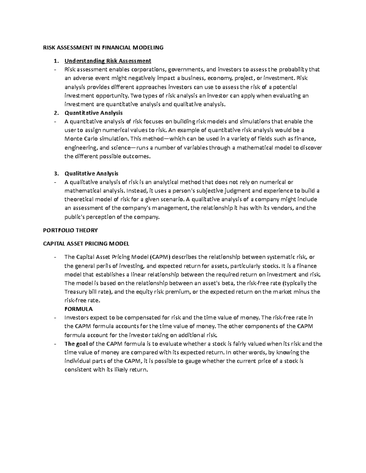Financial Modeling - RISK ASSESSMENT IN FINANCIAL MODELING ...