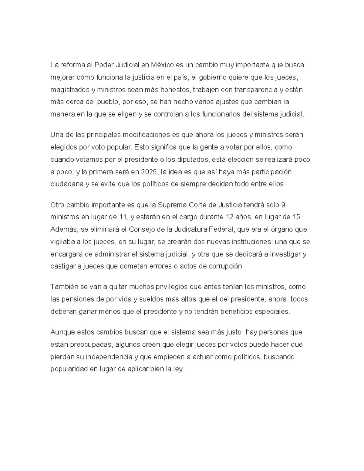 Reforma al Poder Judicial en México: Cambios y Desafíos - Studocu