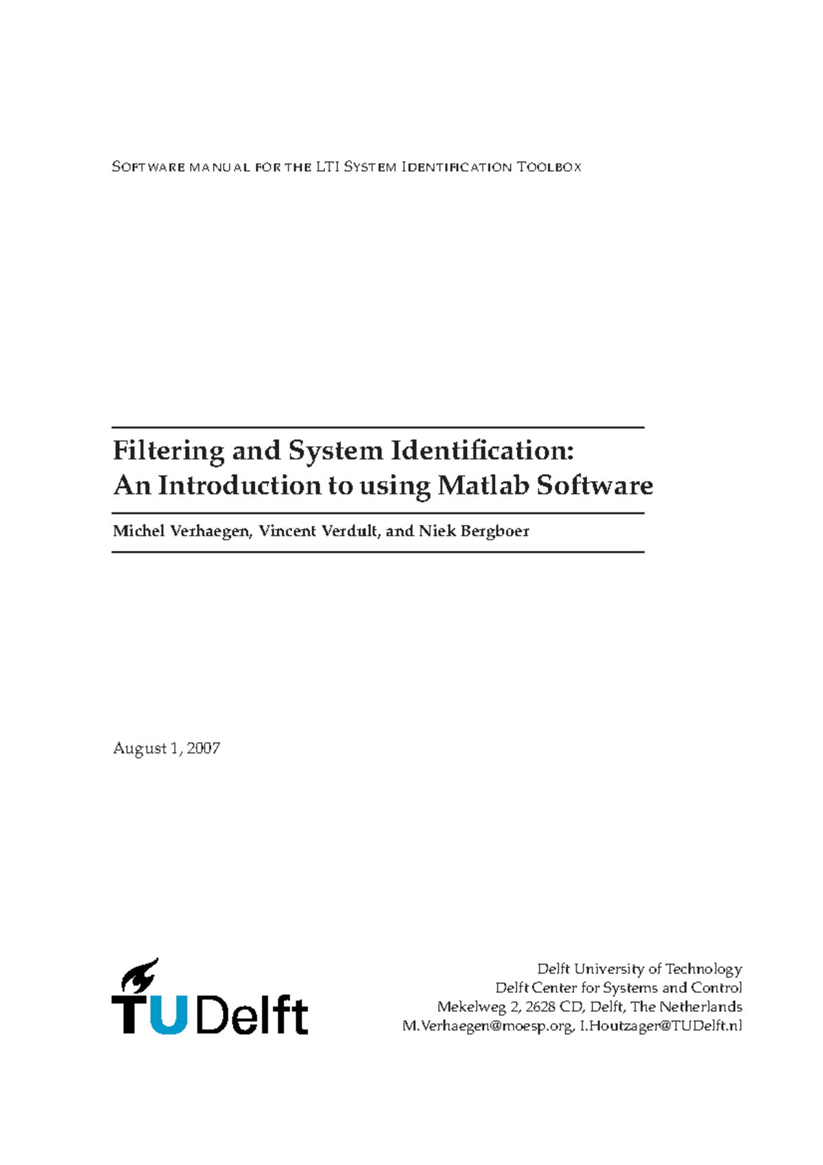 LTI System Identification Using Matlab: A Comprehensive Software Manual ...