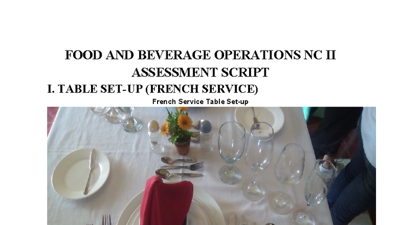 FBS NC II Assessment: French & Russian Service Procedures - Studocu