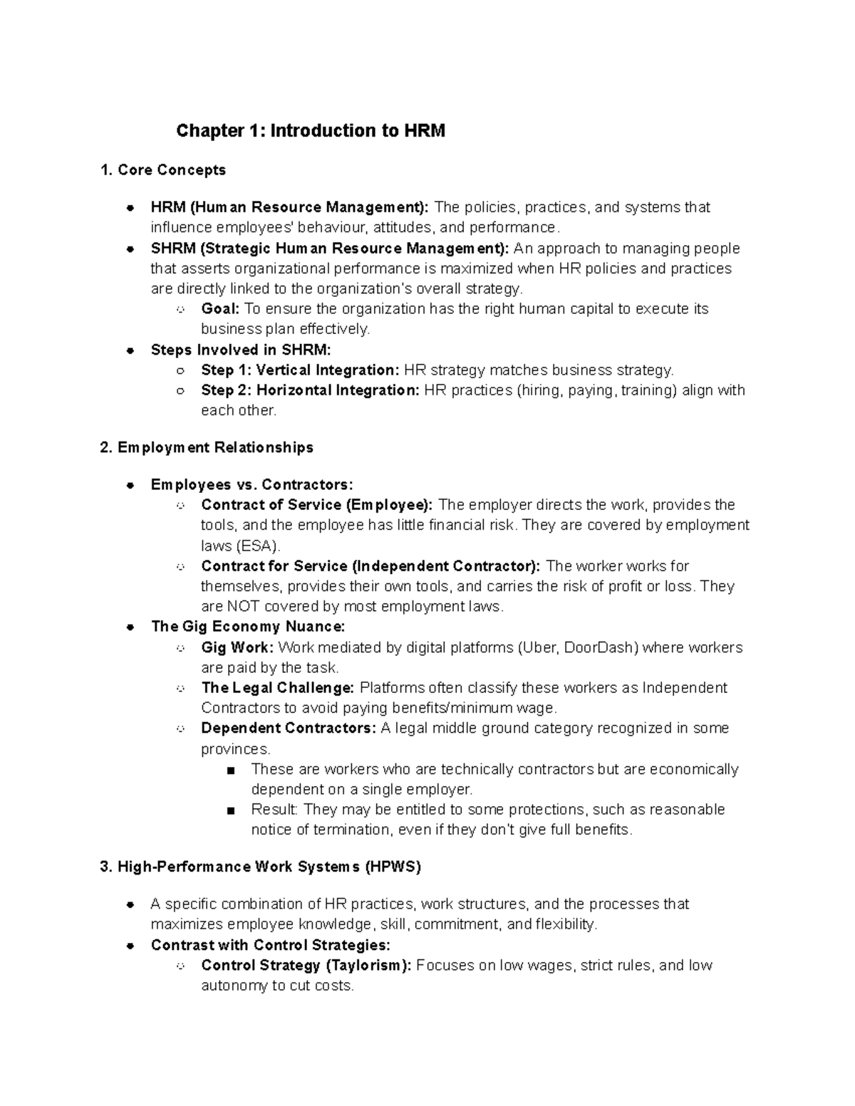 2BC3 Midterm Notes: Key Concepts in Human Resource Management - Studocu