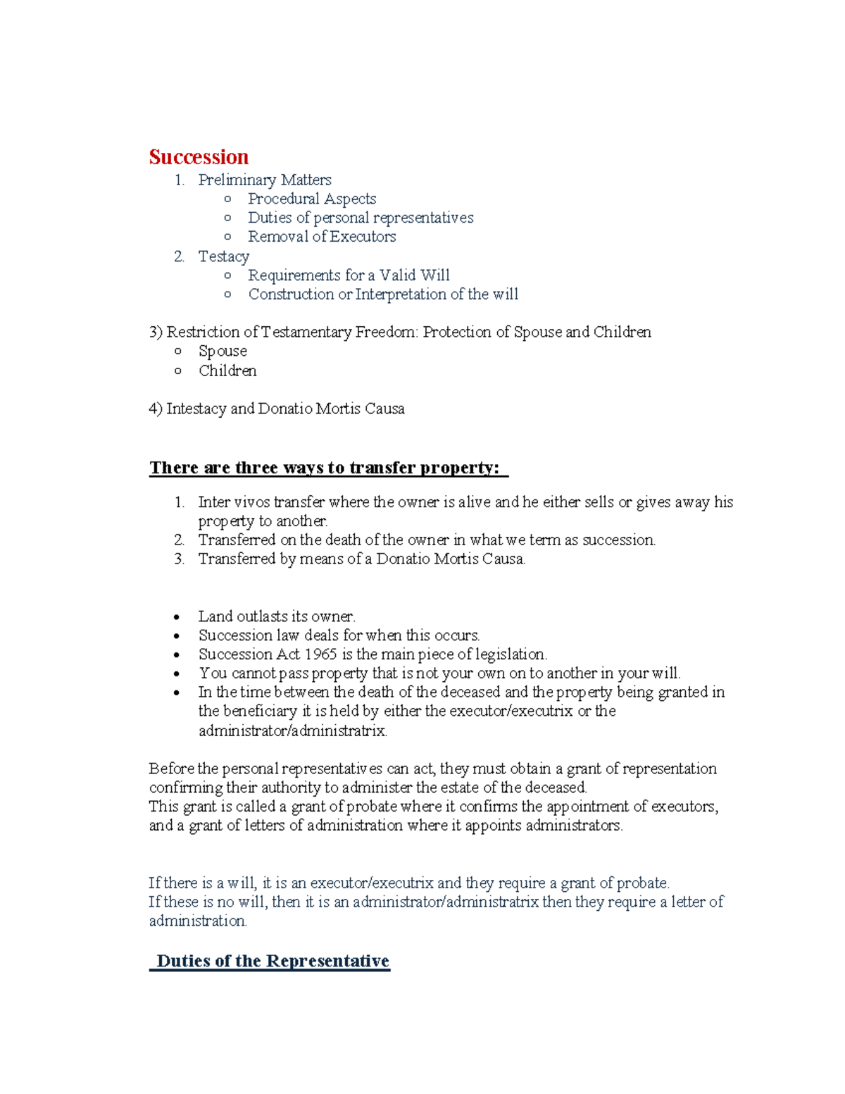 Property Law Succession (LAW101): Key Concepts and Case Studies - Studocu