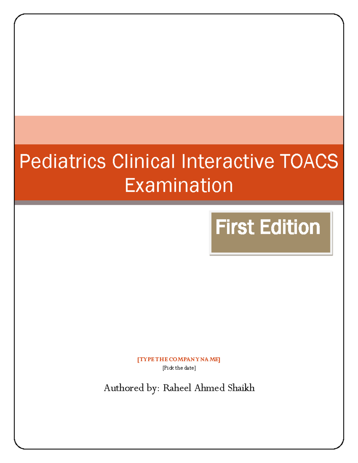 Pediatrics TOACS Examination Review - FCPS-II Preparation Guide - Studocu