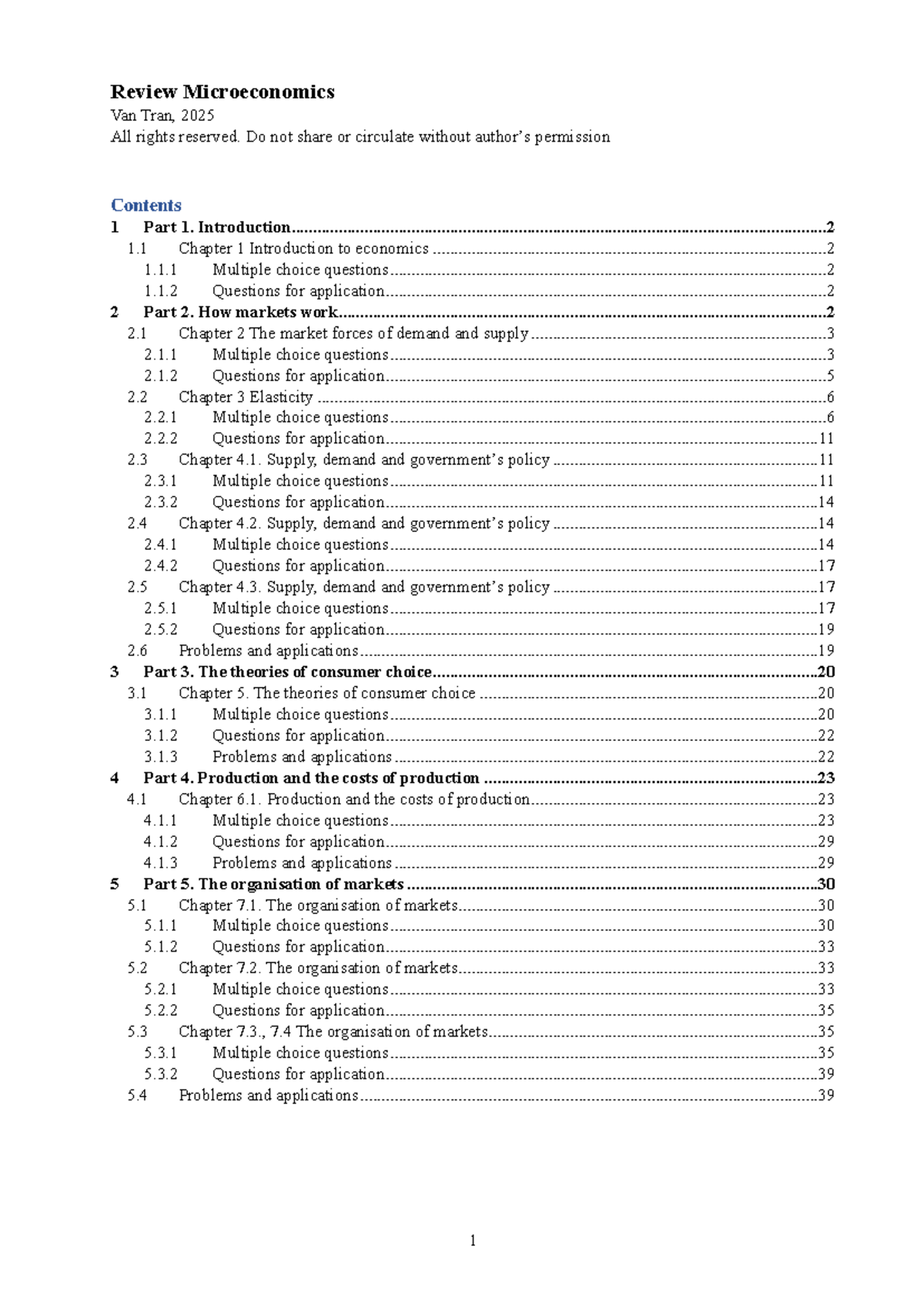 Review Microeconomics Solutions (Course Code: ECON 2025) - Studocu