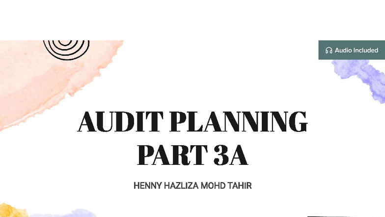 Audit Planning Part 3A: Key Components of Internal Control - Studocu