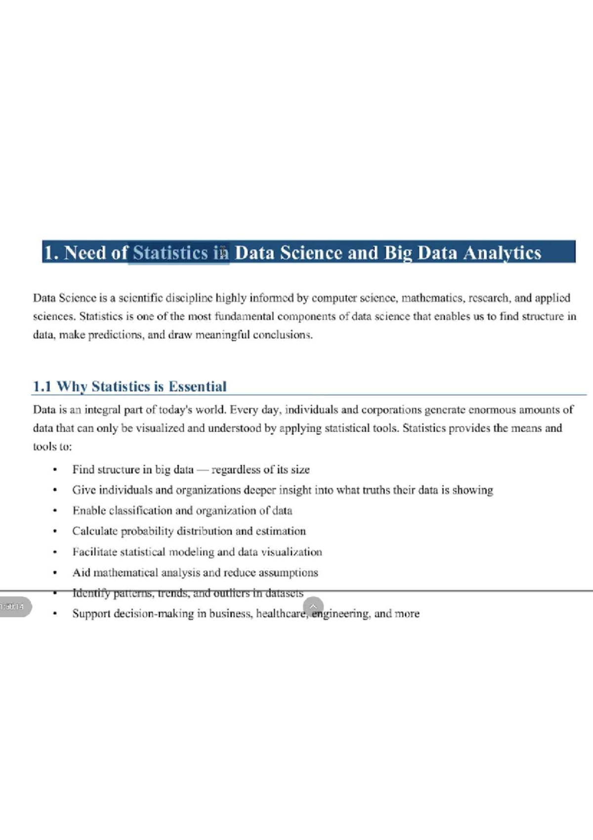 Statistics in Data Science and Big Data Analytics (DSC 101) - Studocu