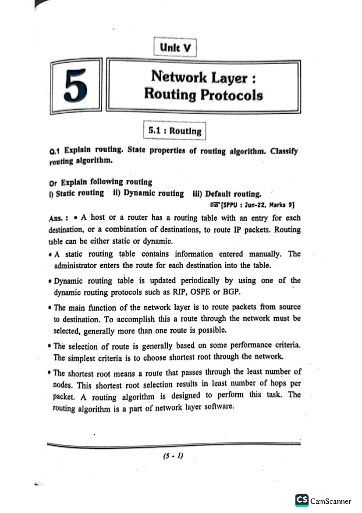 CS BCN Final Exam Unit 05: Routing Protocols and Algorithms - Studocu