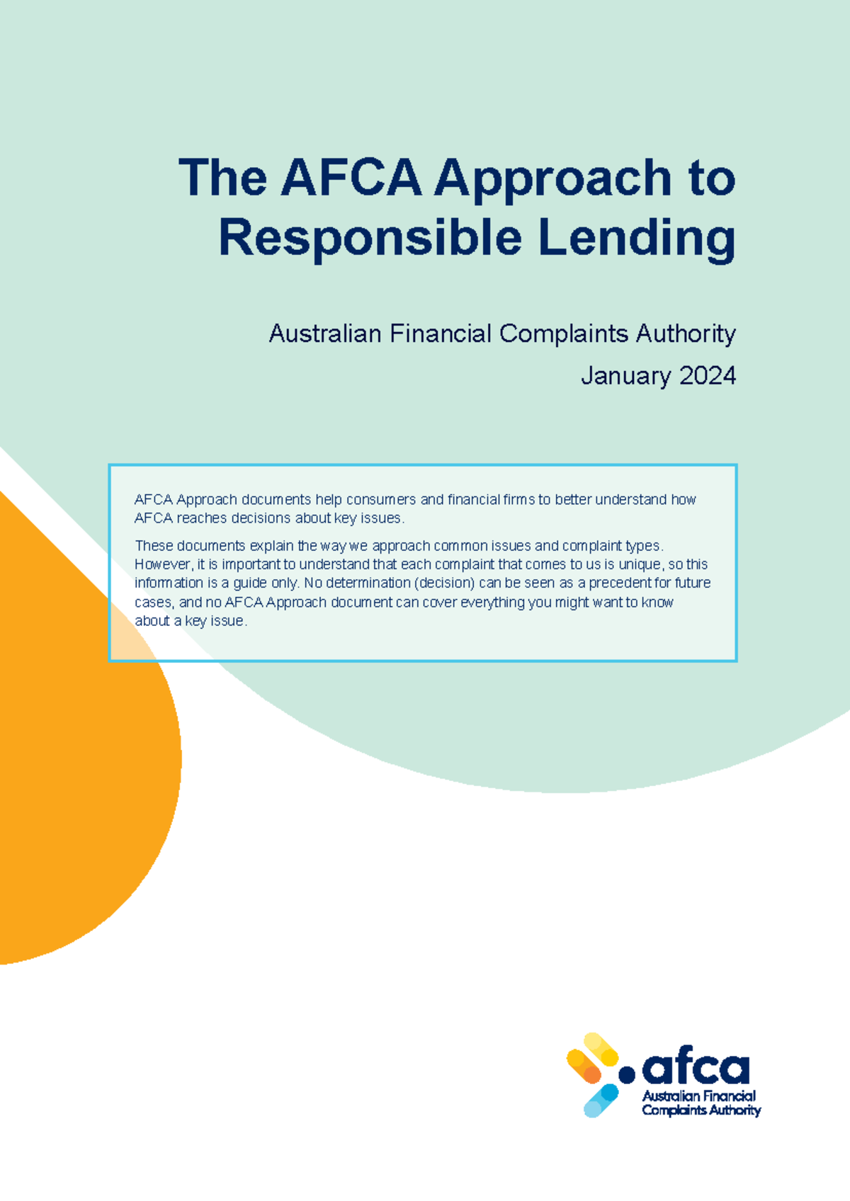 AFCA Approach to Responsible Lending: Key Insights and Guidelines - Studocu