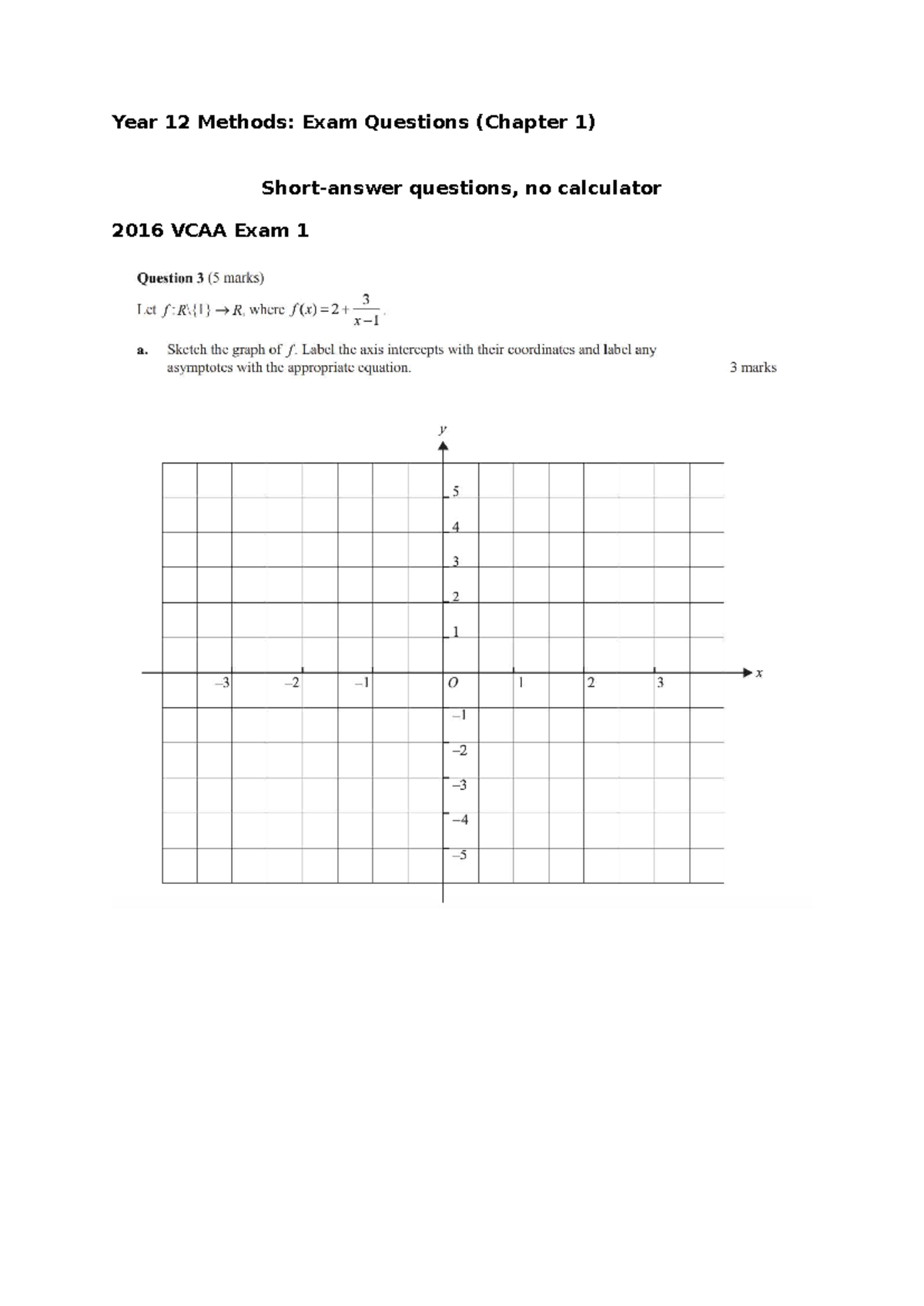 Ch1 Exam Qs - practice exam qs - Year 12 Methods: Exam Questions ...